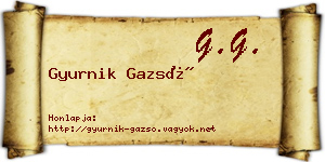 Gyurnik Gazsó névjegykártya